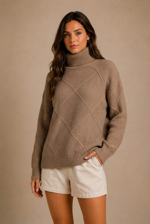 Sarlat Diamond Knit Turtleneck Sweater