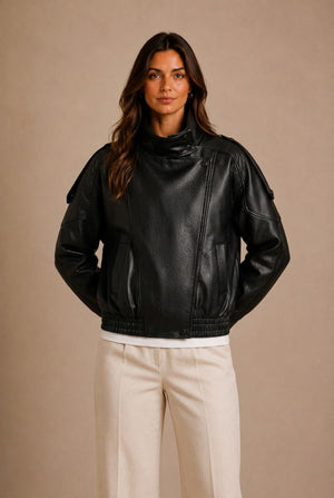 Uzรจs High-Collar Bomber Jacket