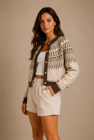 Barolo Fair Isle Cardigan Sweater