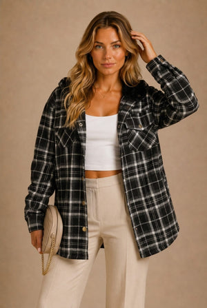 Chianti Plaid Hooded Shacket