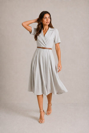 Volterra Belted Lapel Midi Dress