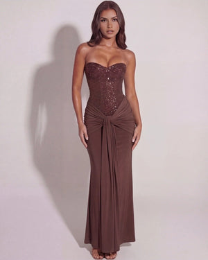 Barbaresco Sequin Bustier Maxi Dress