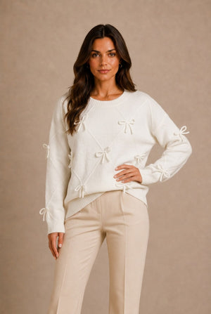 Spello Argyle Bow Detail Sweater