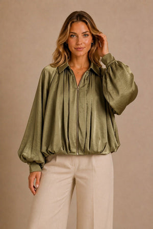 Greve Balloon Sleeve Blouson Jacket