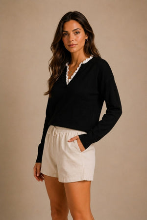 Barolo Lace Trim Sweater