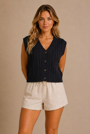 Todi Cable-Knit Sweater Vest