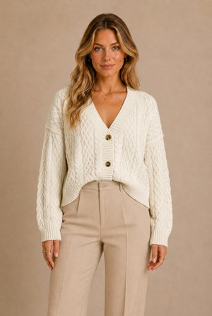 Barolo Cable Knit Cardigan Sweater