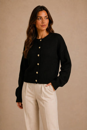 Arezzo Gold Button Cardigan Sweater