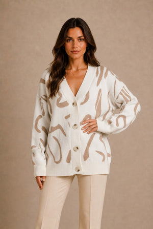 Asti Abstract Pattern Cardigan Sweater