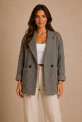 Cortona Herringbone Double-Breasted Blazer