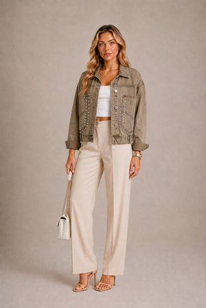 Montalcino Studded Oversized Denim Jacket