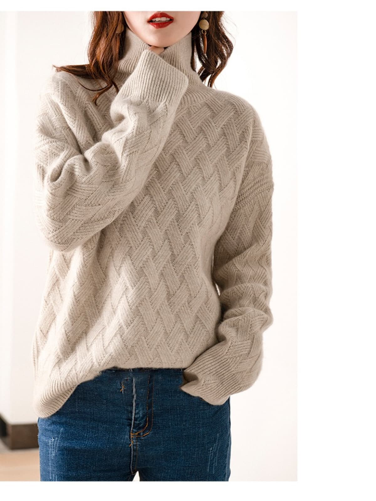 Asti Geometric Knit Turtleneck Sweater