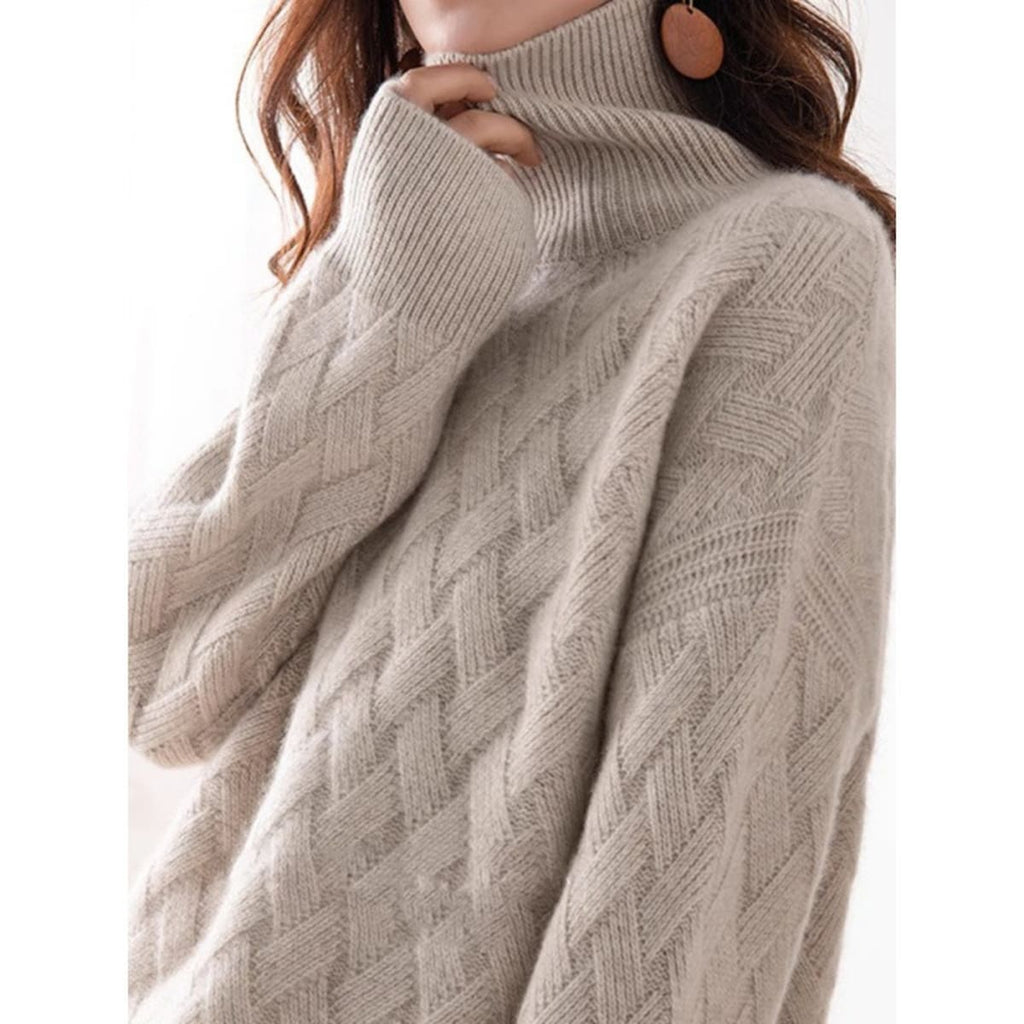 Asti Geometric Knit Turtleneck Sweater