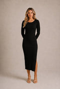Cortona Ribbed Side-Slit Midi Dress