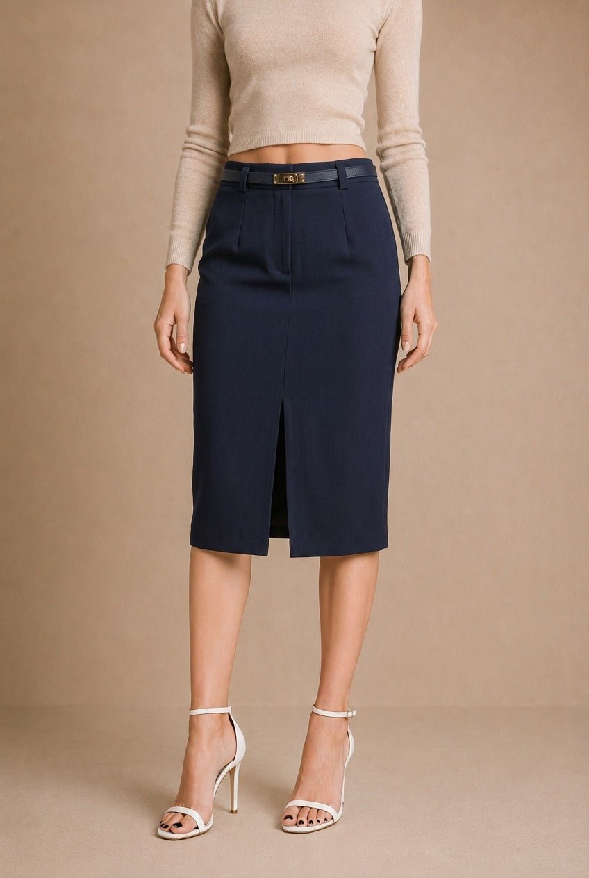 Orvieto Belted Pencil Midi Skirt