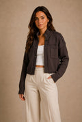 Chianti Ribbed Collar Knit Cardigan