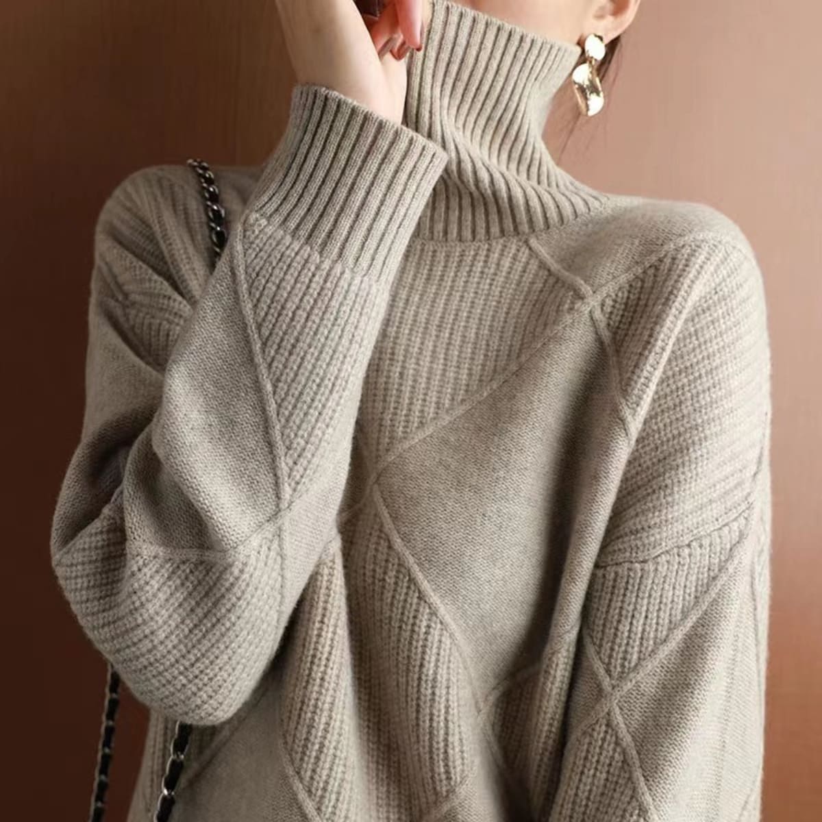 Sarlat Diamond Knit Turtleneck Sweater