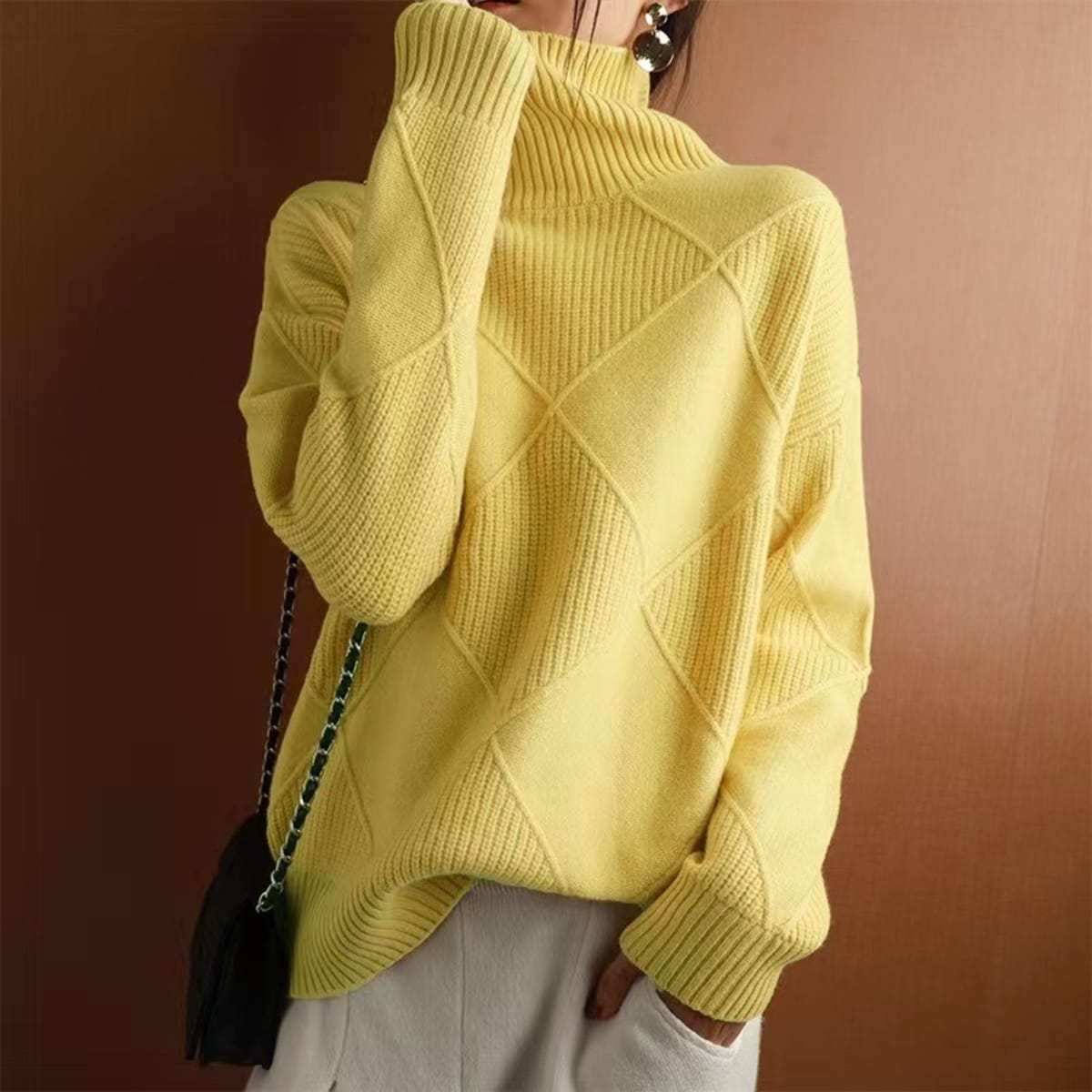 Sarlat Diamond Knit Turtleneck Sweater