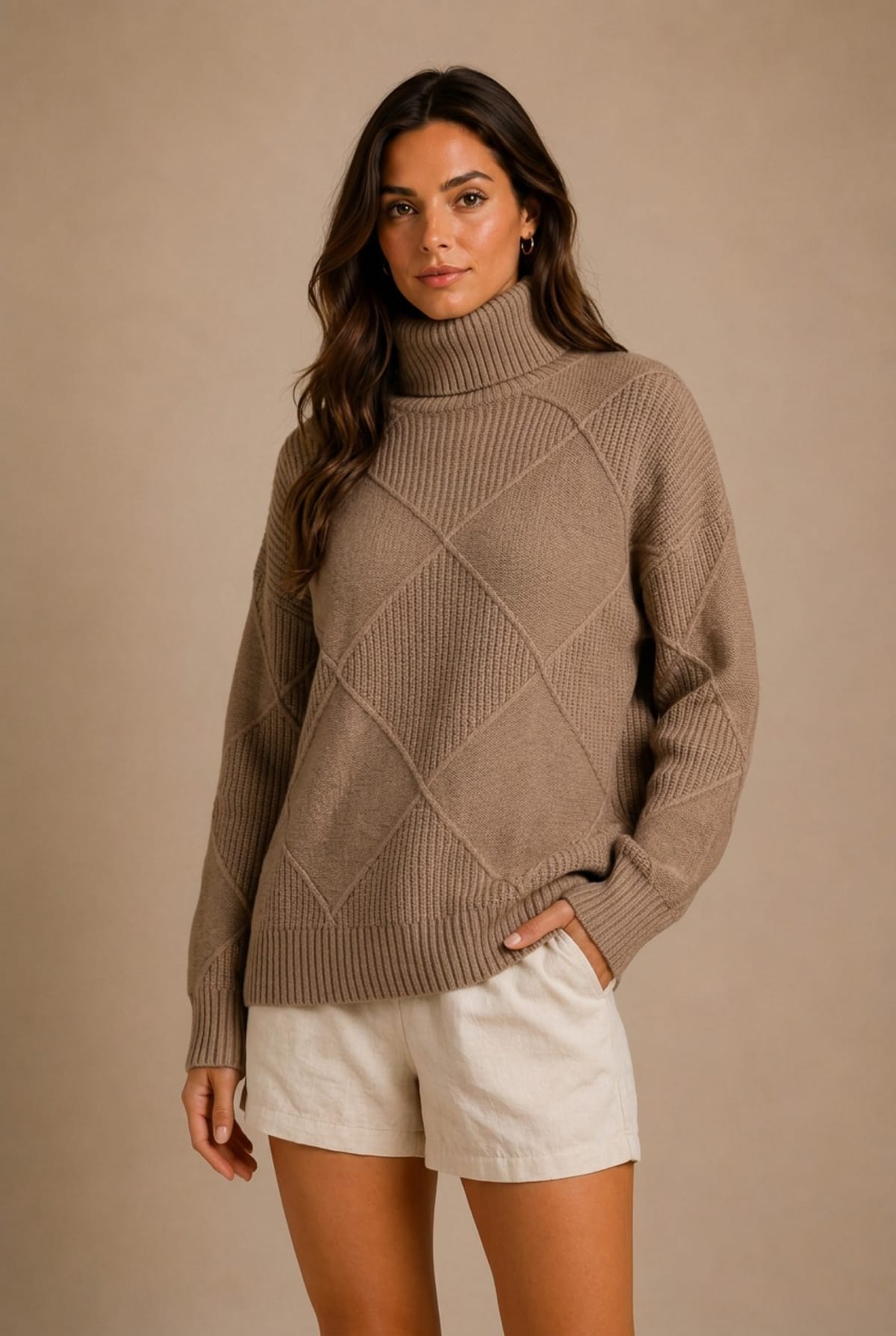 Sarlat Diamond Knit Turtleneck Sweater