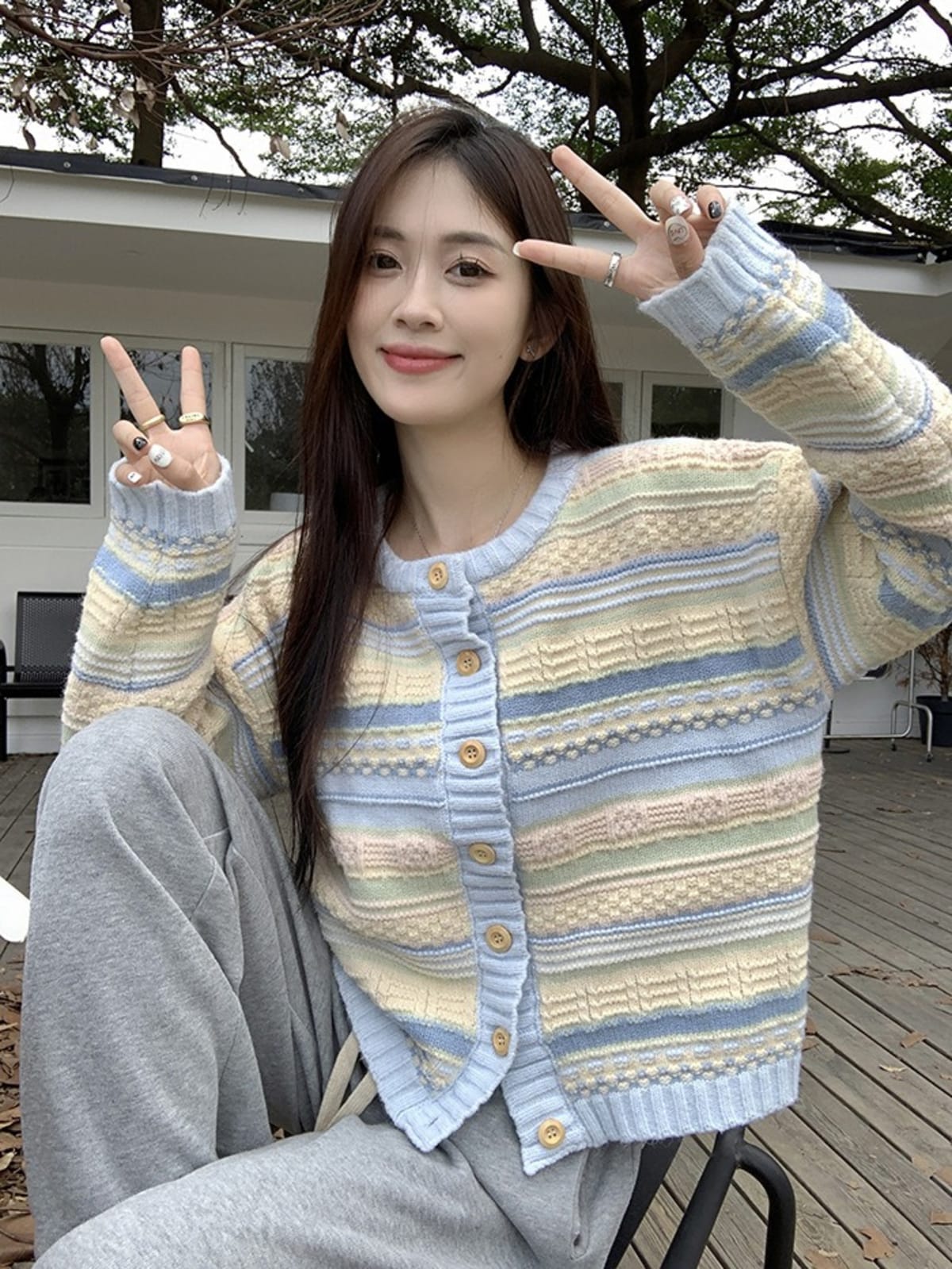 Roussillon Striped Cardigan Jacket