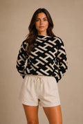 Perugia Geometric Mock Neck Sweater