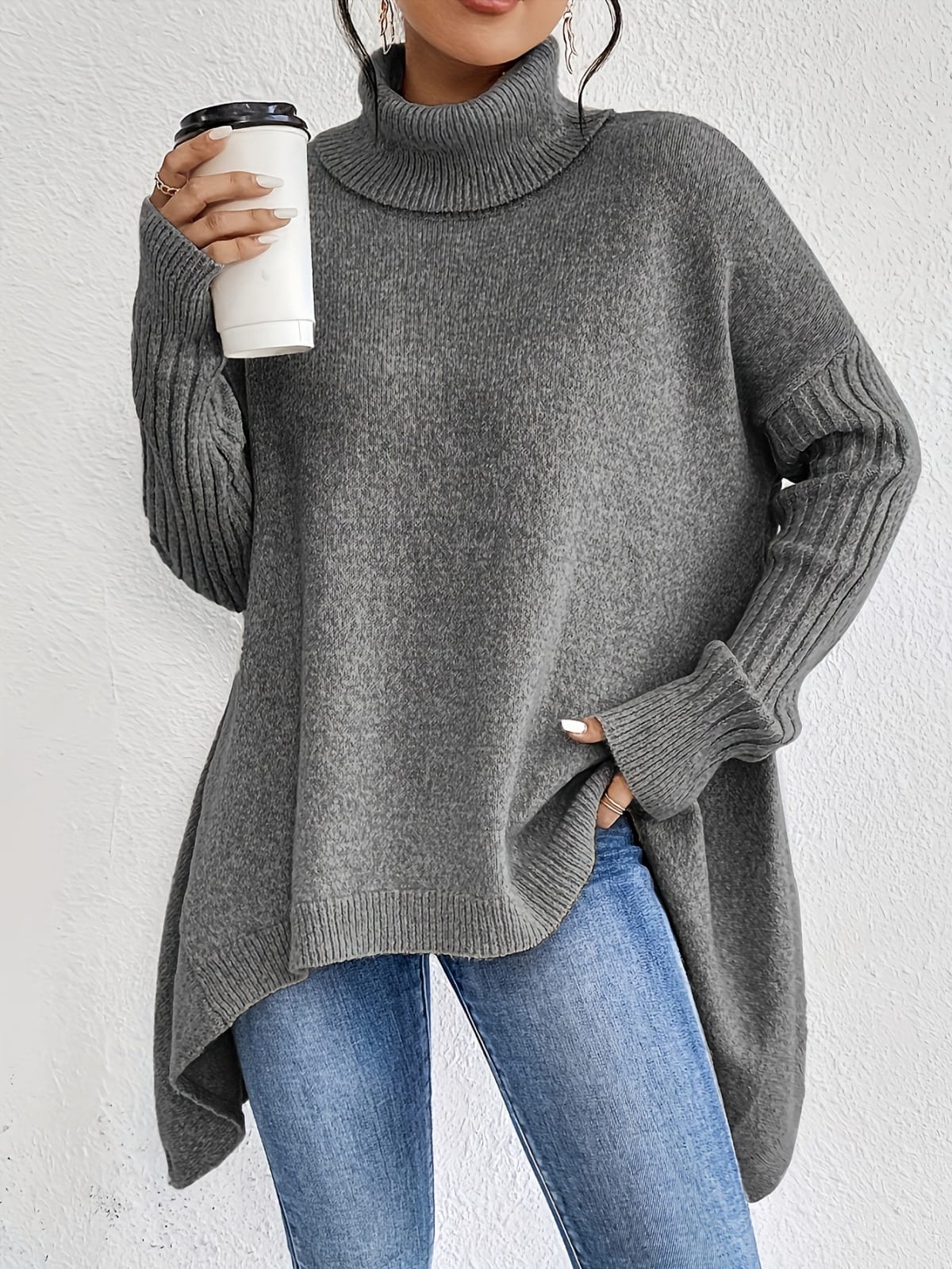 Alba Asymmetrical Turtleneck Sweater