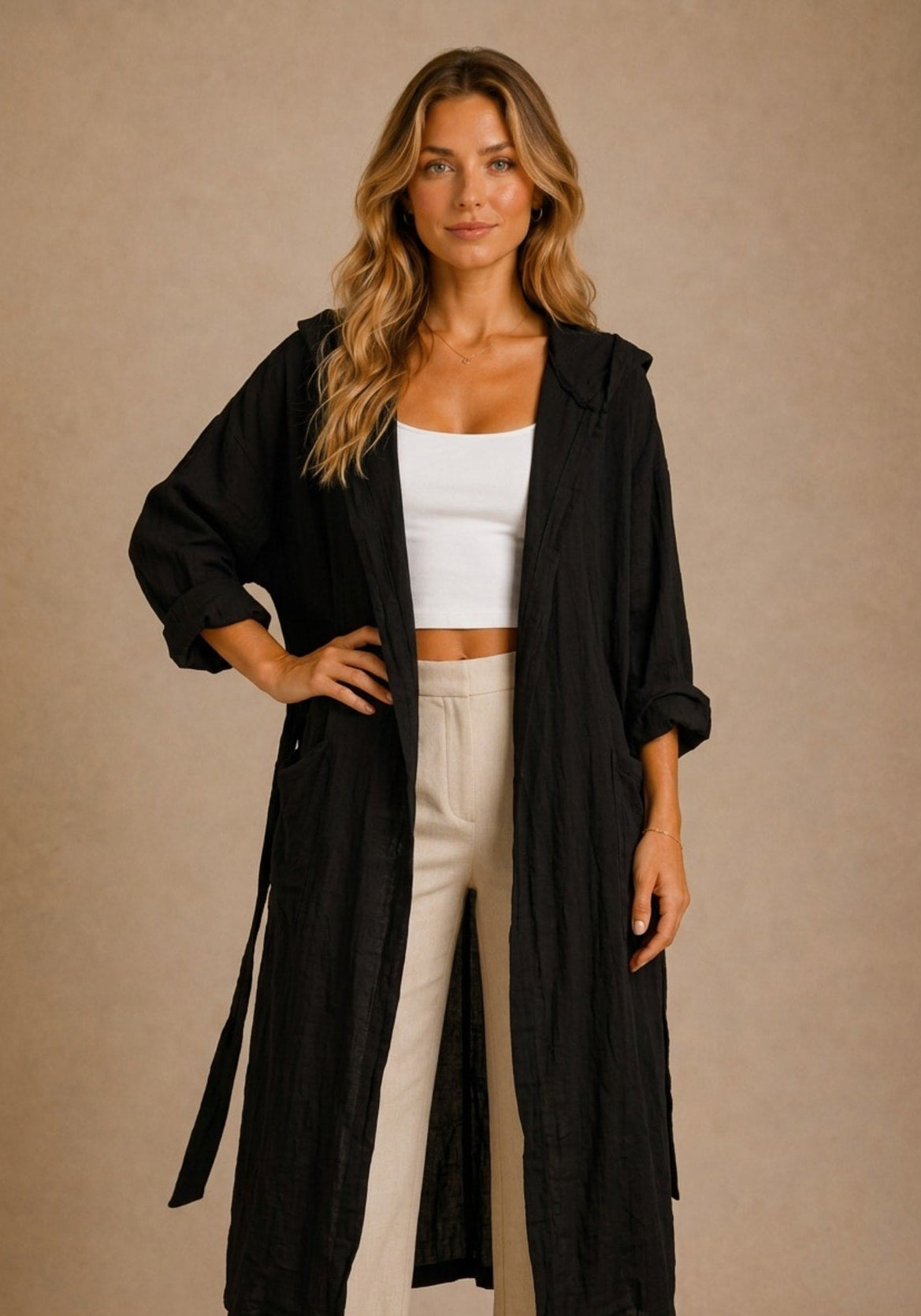 Todi Tie-Waist Longline Jacket