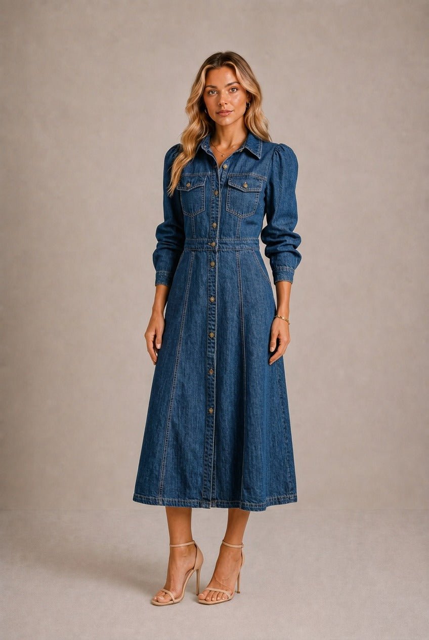 Volterra Button-Front Midi Dress