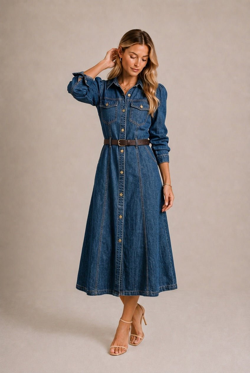 Volterra Button-Front Midi Dress