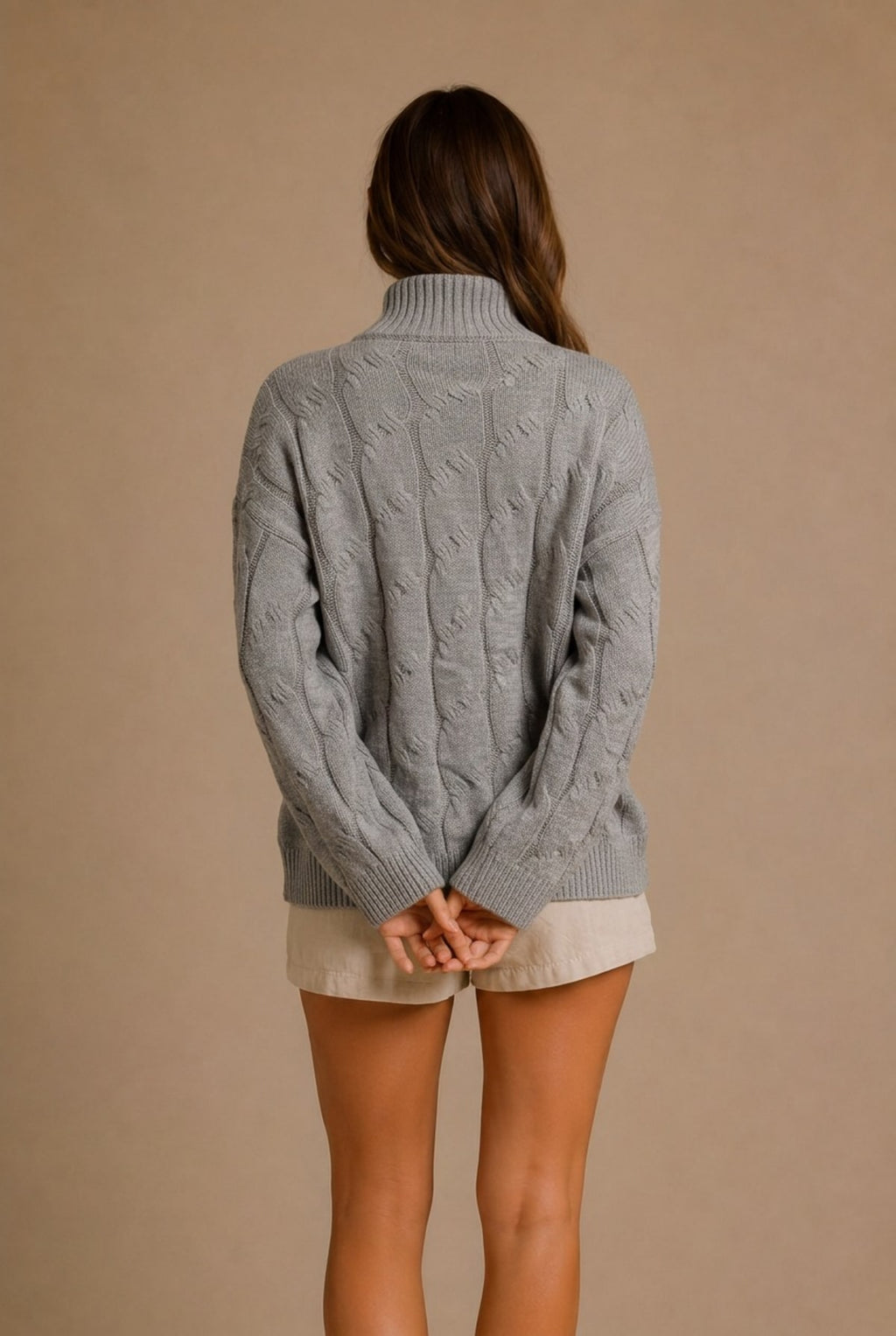 Colmar Mock Neck Cable-Knit Sweater