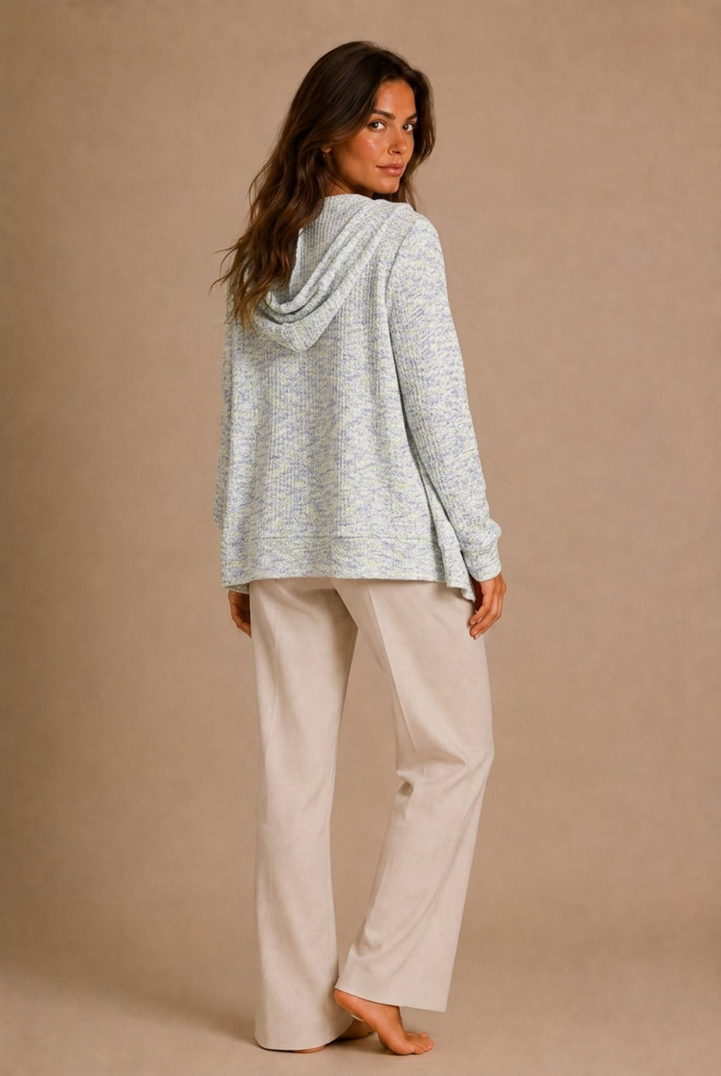 Annecy Marled Hooded Cardigan Sweater