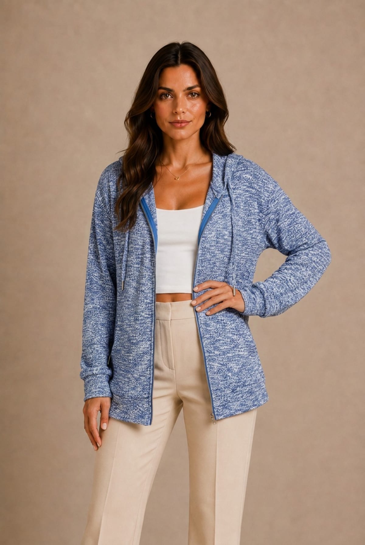 Annecy Marled Hooded Cardigan Sweater