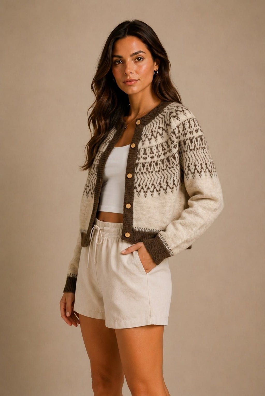Barolo Fair Isle Cardigan Sweater