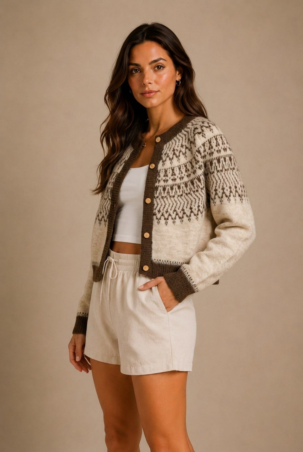 Barolo Fair Isle Cardigan Sweater