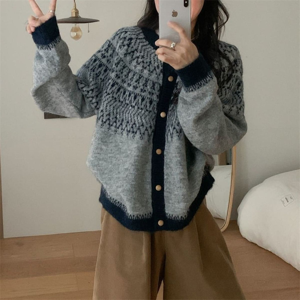 Barolo Fair Isle Cardigan Sweater
