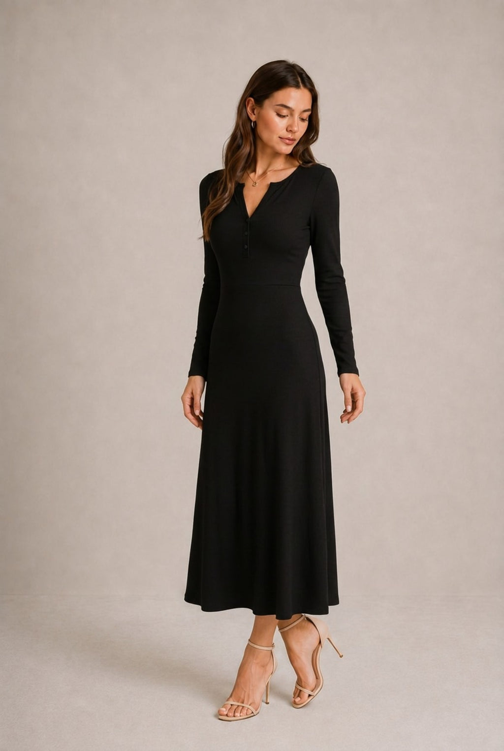 Albany Ribbed Knit Midi Dress