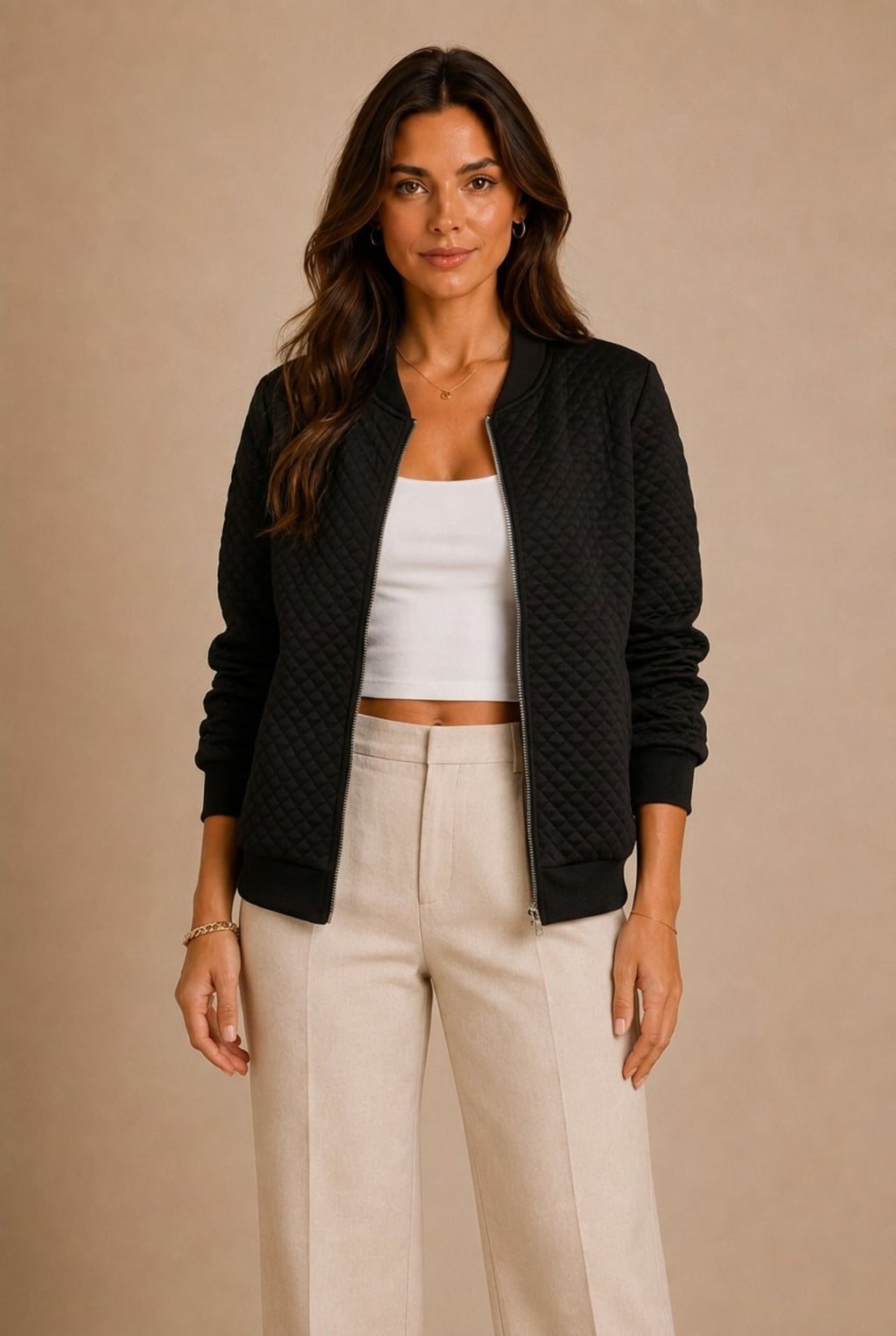 Pienza Quilted Bomber Jacket