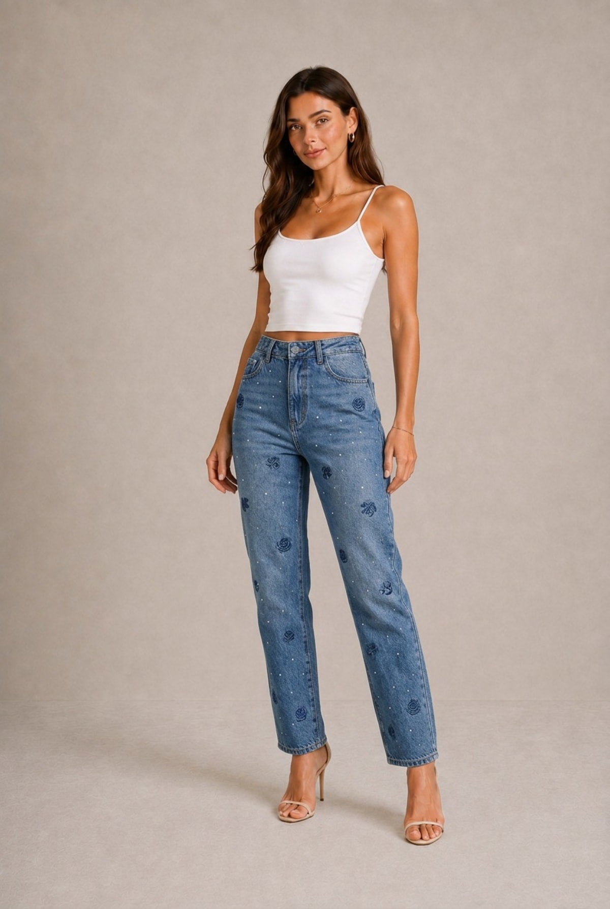 Pienza Rose Embroidered Jeans