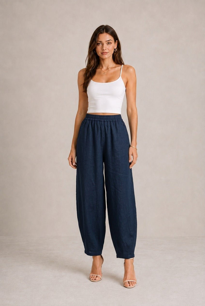 Volterra Balloon Linen Style Wide Leg Pants