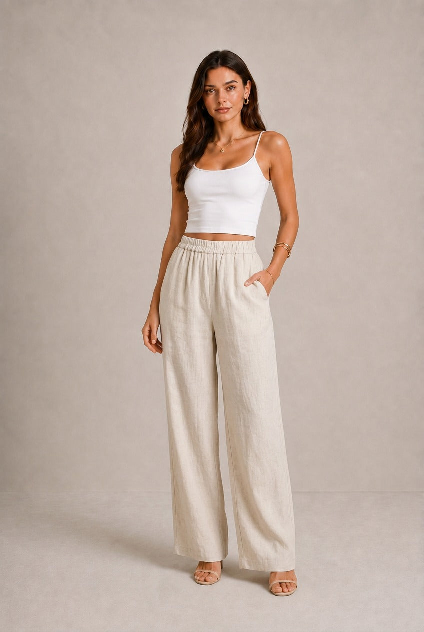 Volterra Balloon Linen Style Wide Leg Pants