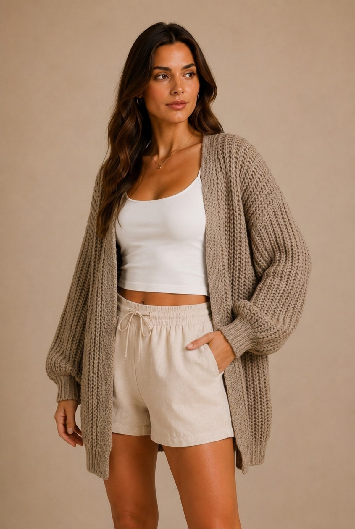 Arezzo Lantern Sleeve Cardigan
