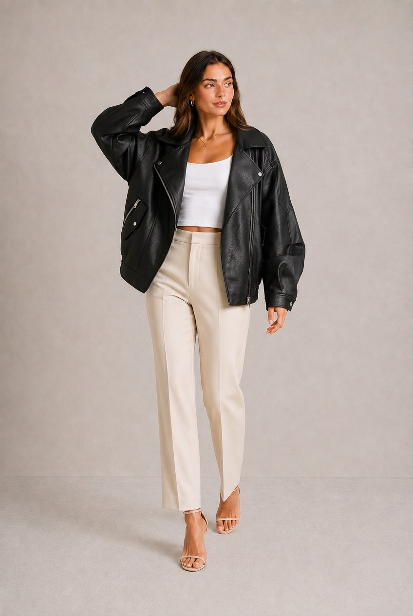 Bordeaux Asymmetrical Zip Biker Jacket