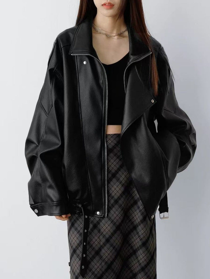 Bordeaux Asymmetrical Zip Biker Jacket