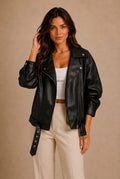 Bordeaux Asymmetrical Zip Biker Jacket