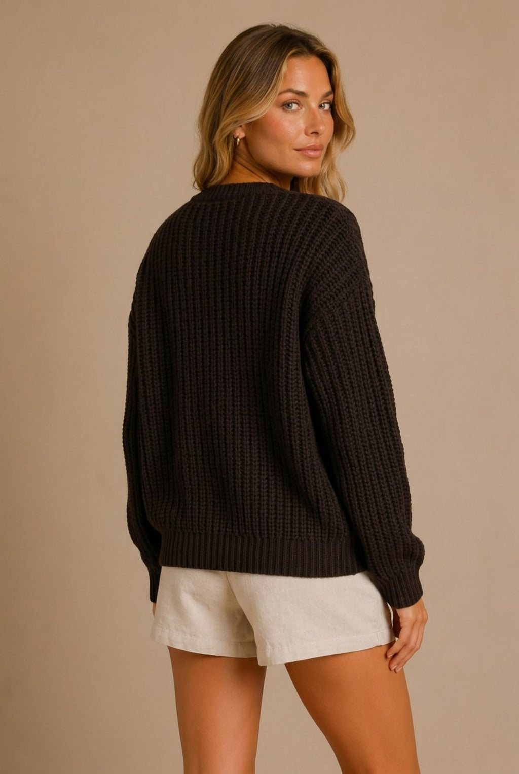 Bordeaux Ribbed Knit Cardigan Sweater