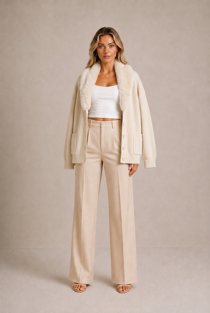 Chianti Faux Fur Collar Cardigan