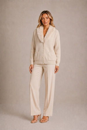 Chianti Faux Fur Collar Cardigan