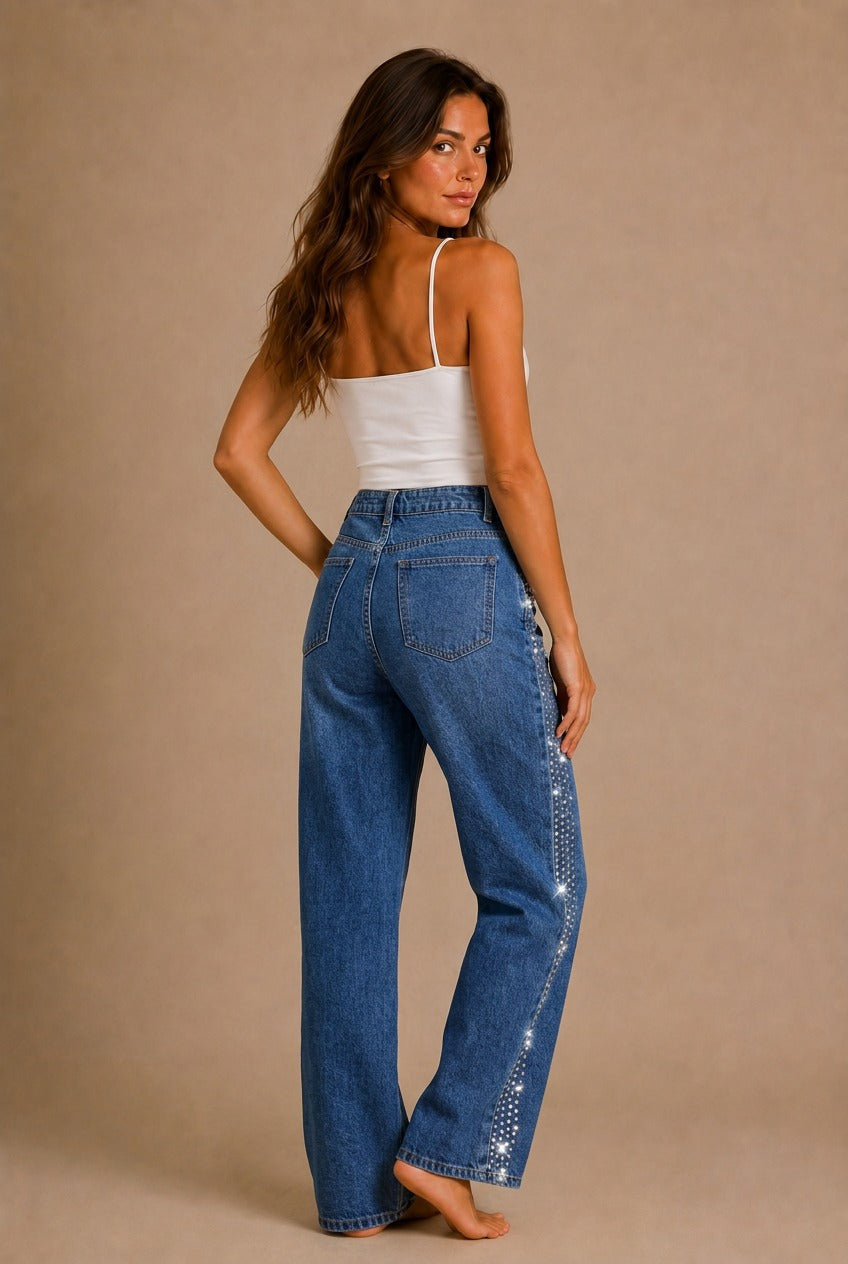 Bordeaux Bow Wide Leg Jeans