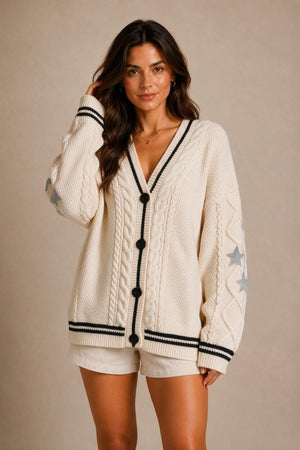 Chianti Star Appliqué Cardigan Sweater