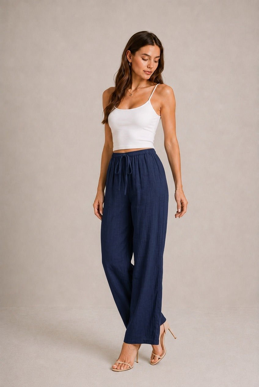 Cortona Drawstring Wide Leg Pants